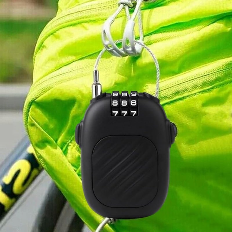 قفل أمتعة بكابل فولاذي قابل للسحب لحماية خوذة التزلج وعربة الأطفال وأمن السفر - Image 3